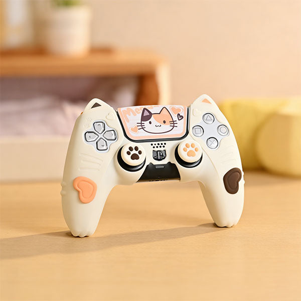 Силиконовый чехол-накладка GeekShare Cat Ear Neo для контроллера PS5 – издание «Кошка Калико»